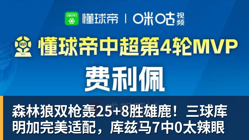 8868体育森林狼双枪轰25+8胜雄鹿！三球库明加完美适配，库兹马7中0太辣眼